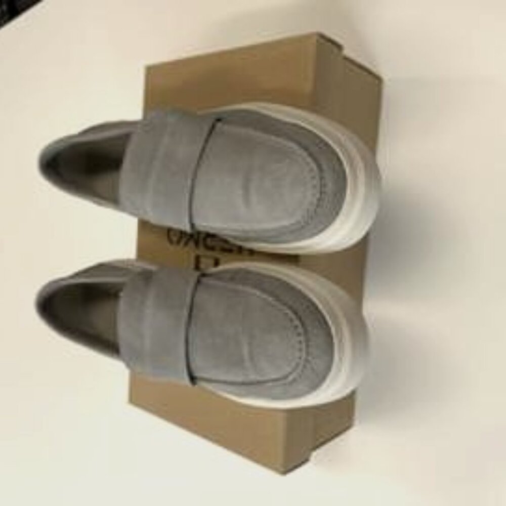 HERMO Grey Men's Made In Portugal Suede Driving Loafers